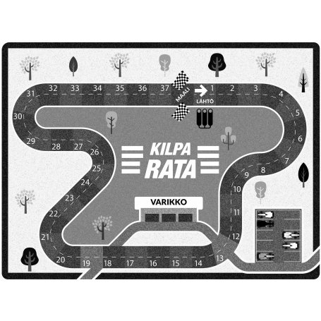 Kilparata matto, musta valkoinen